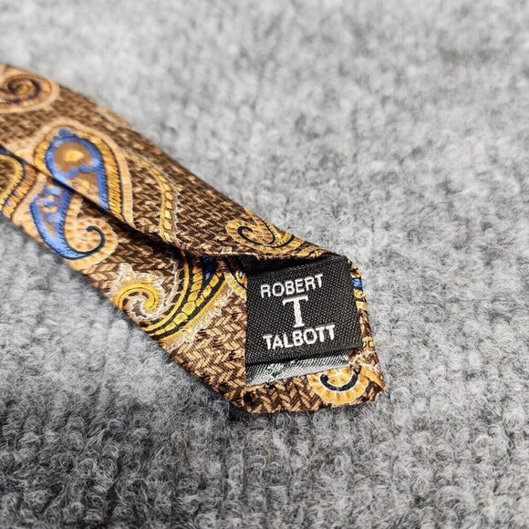 Robert Talbott Brown Gold Parisian Silk Necktie Designer Multicolor Paisley - Picture 7 of 9
